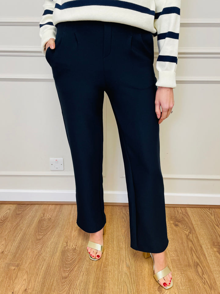 "PARIS" Bootcut Trousers-Navy