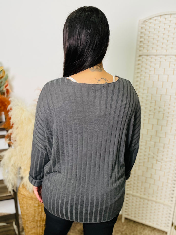 "AMY" Fine Knit Jumper-Grey