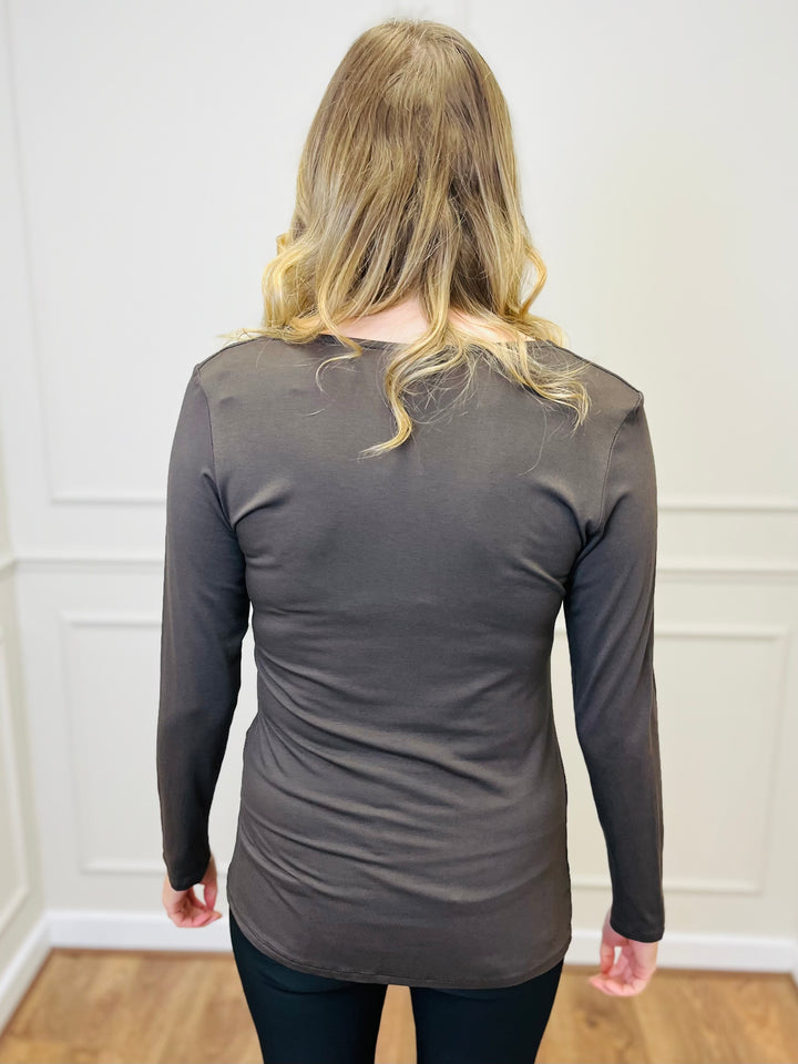 The Essential Long Sleeve "Magic" Vest-Brown