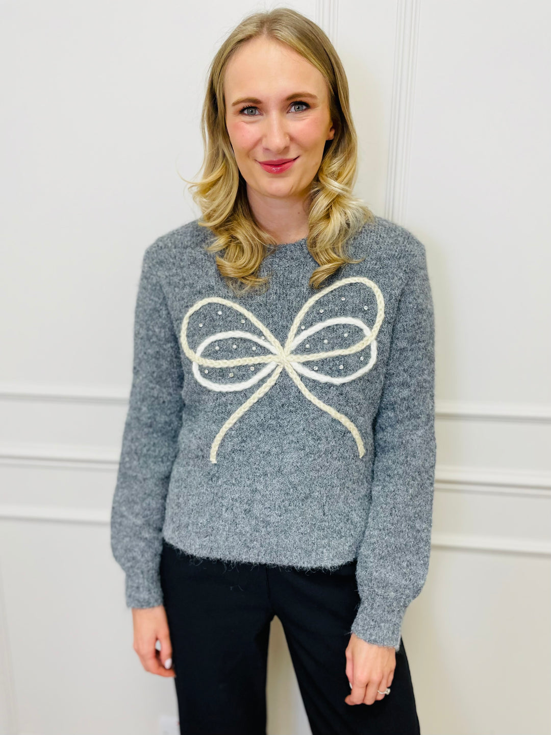 "HARLEY" Bow Jumper-Grey