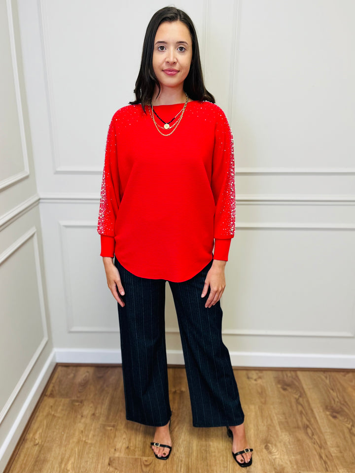 "MAYA" Pearl Jumper-Red