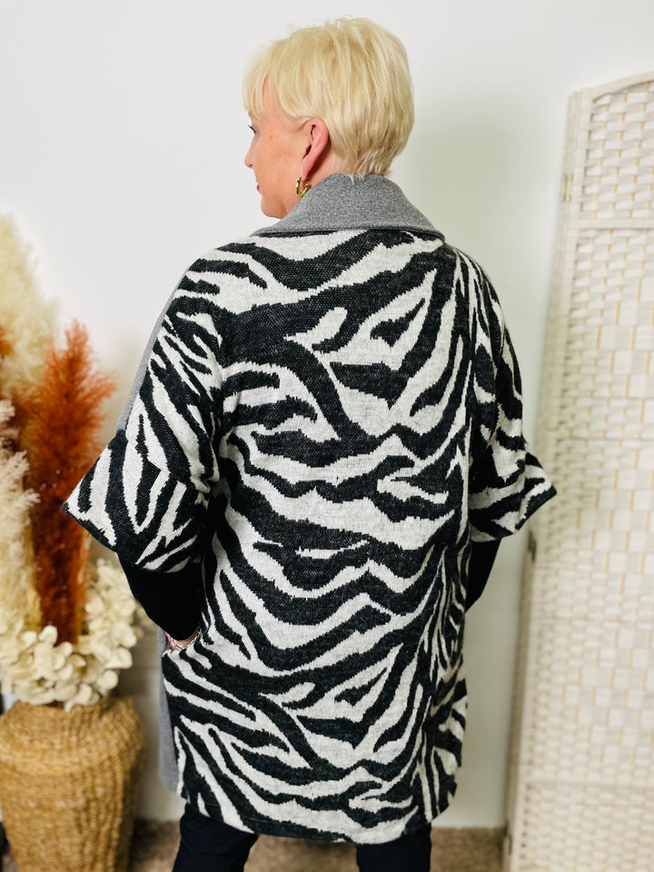 "AMARA" Animal Print Jacket-Silver