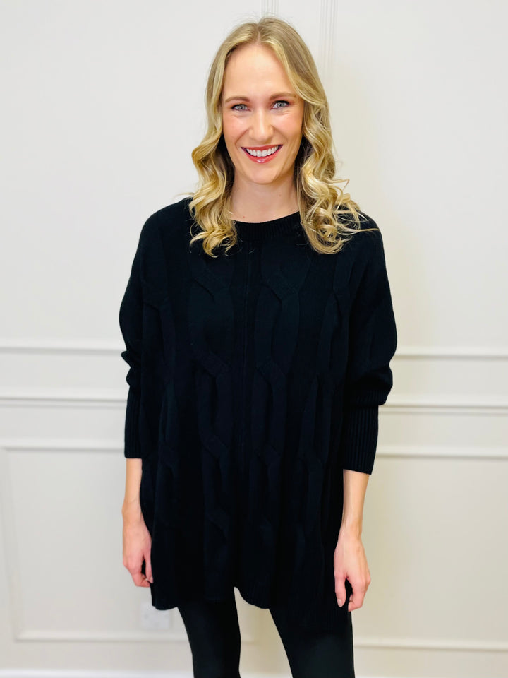 "LYDIA" Cable Knit Jumper-Black