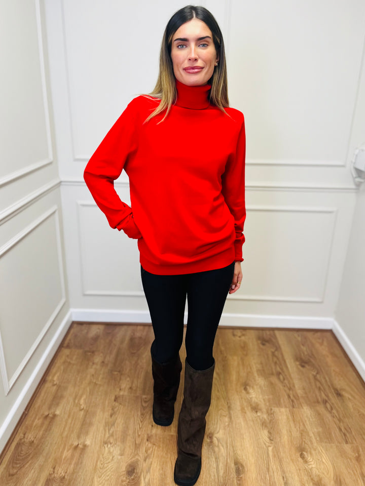 "ROBIN" Polo Neck-Red