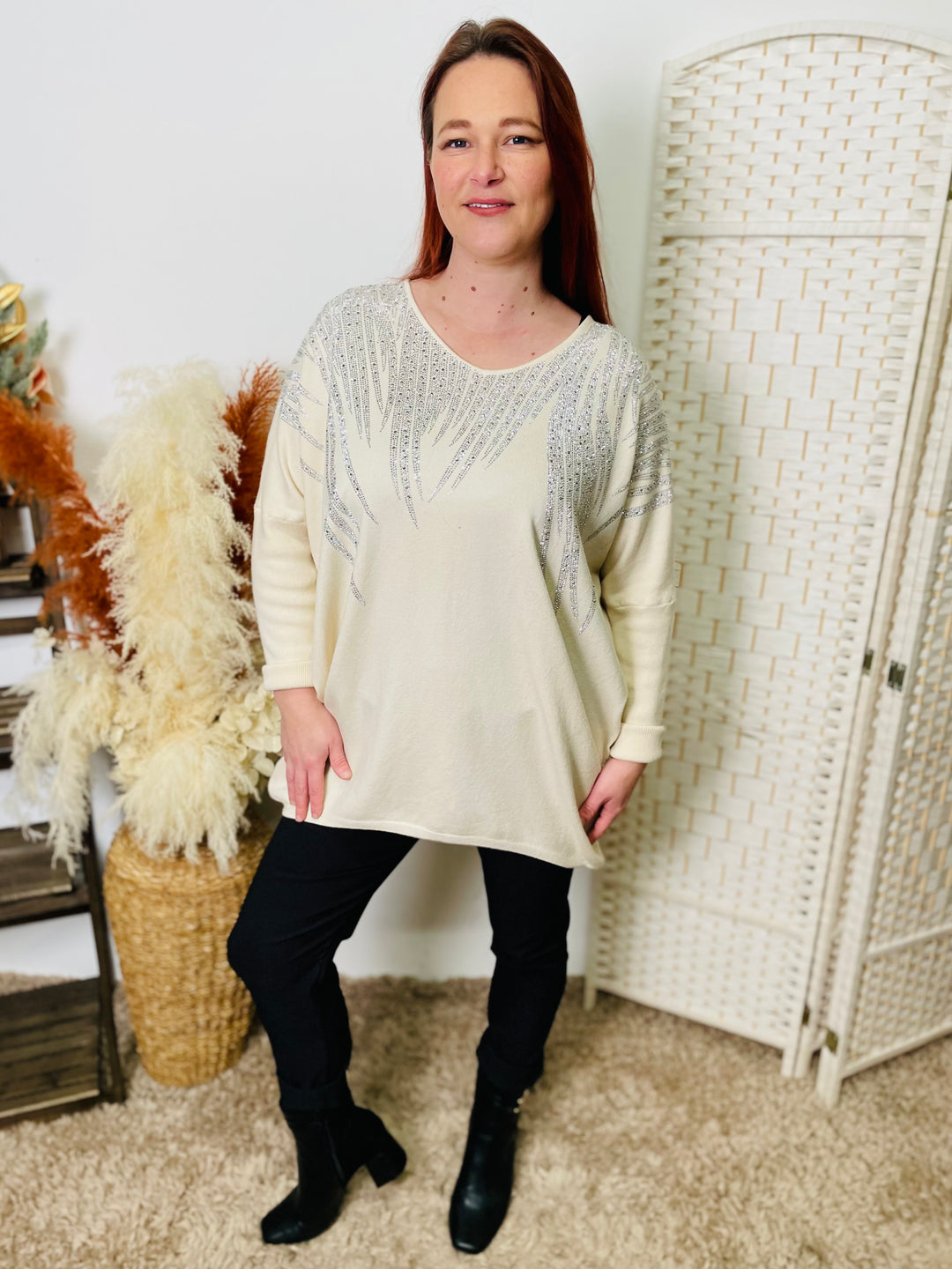 "JULIA" Sparkle Jumper-Cream