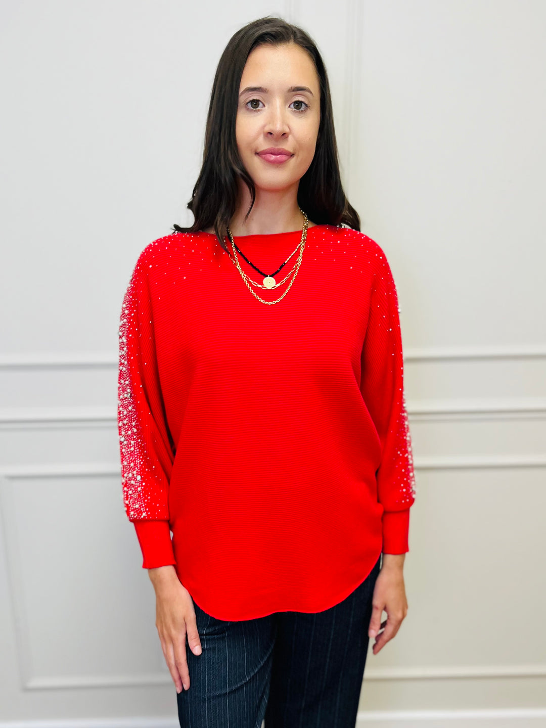 "MAYA" Pearl Jumper-Red