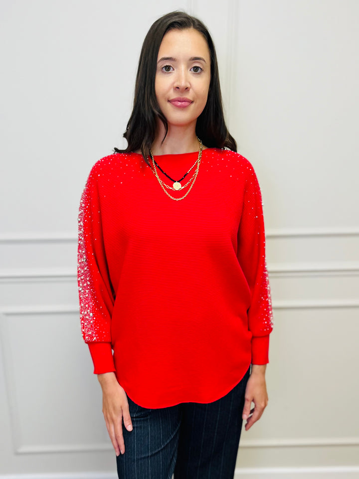 "MAYA" Pearl Jumper-Red