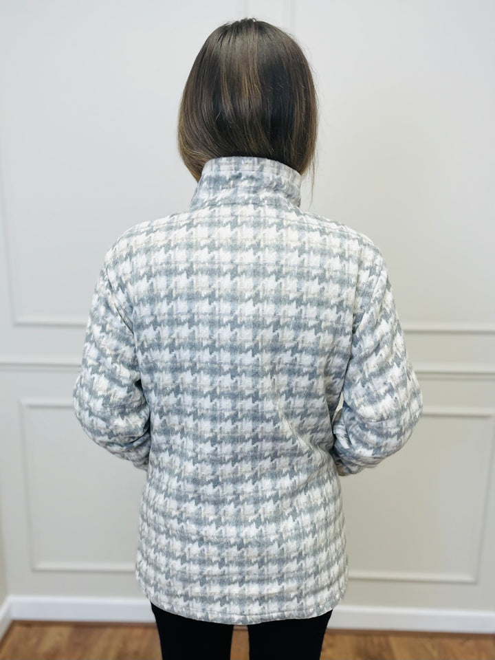 "SAMIRA" Houndstooth Coat-Grey & Cream