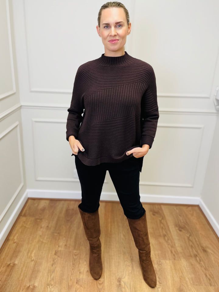 "LULU" Knitted Jumper-Brown