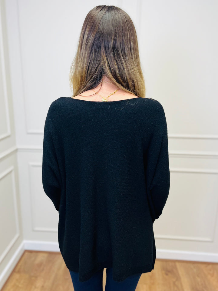 "STELLA" LUXURY Fine Knit Jumper-Black