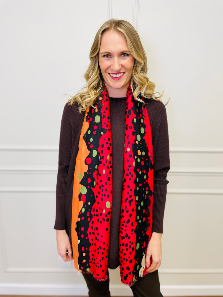 No.116 Animal Print Scarf-Red & Black