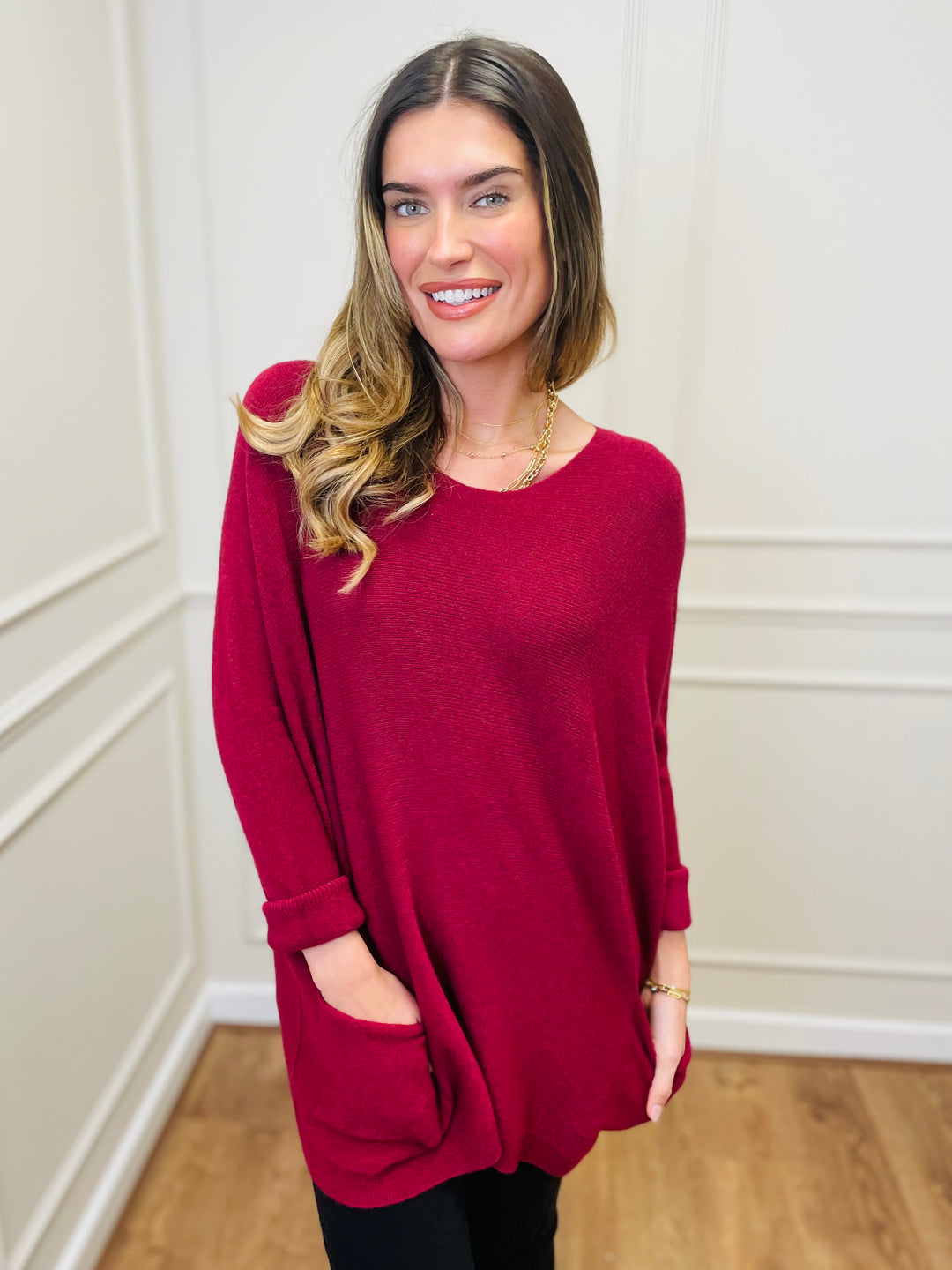 "STELLA" LUXURY Fine Knit Jumper-Burgundy