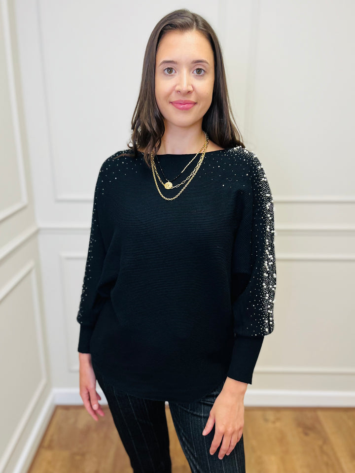 "MAYA" Pearl Jumper-Black