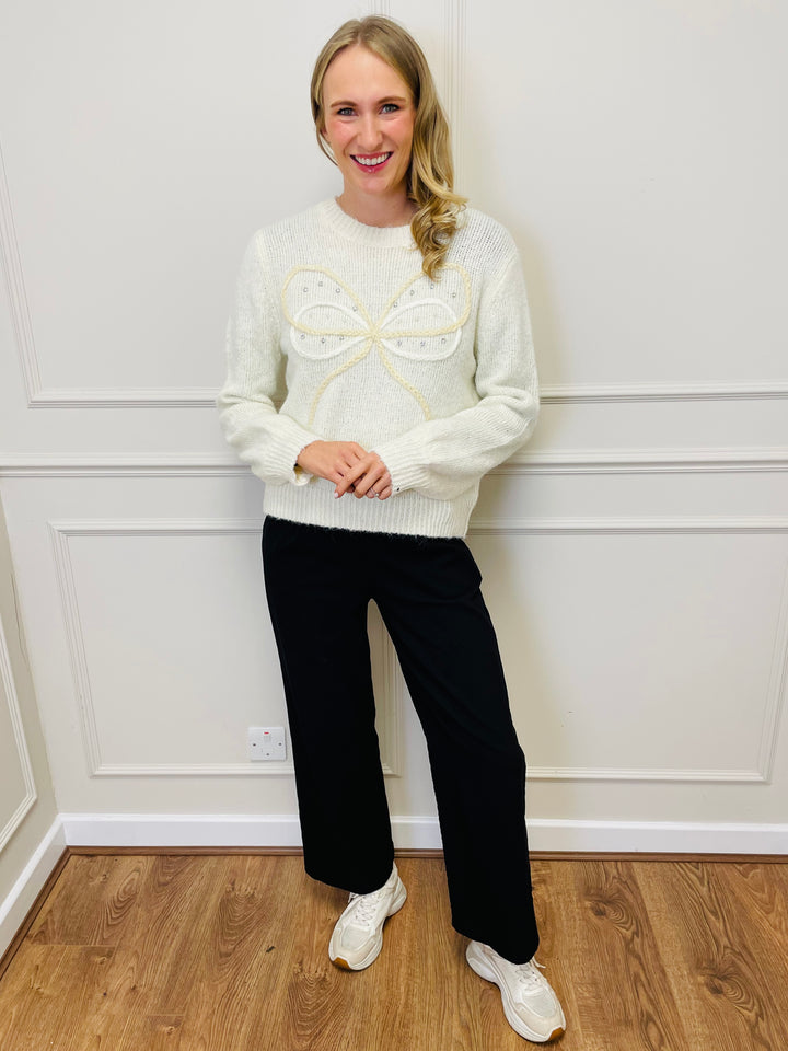 "HARLEY" Bow Jumper-Cream