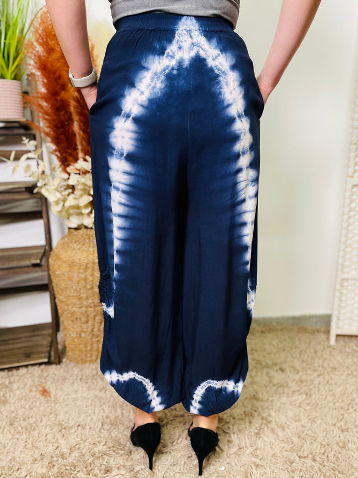 Harem Tie Dye Trouser-Navy