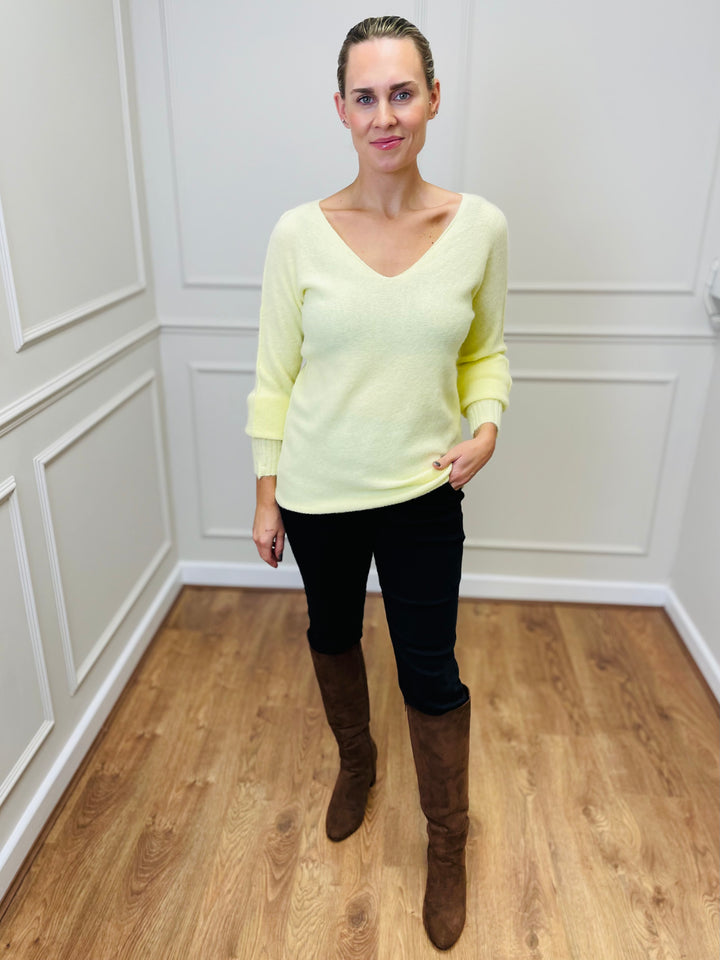 "SOPHIA" Fine Knit Jumper-Lemon