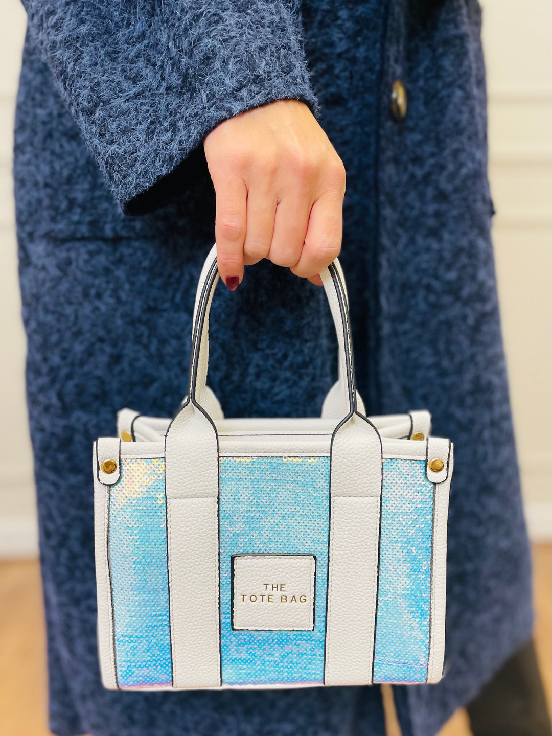 No.79 Mini Sequin Tote Bag-White