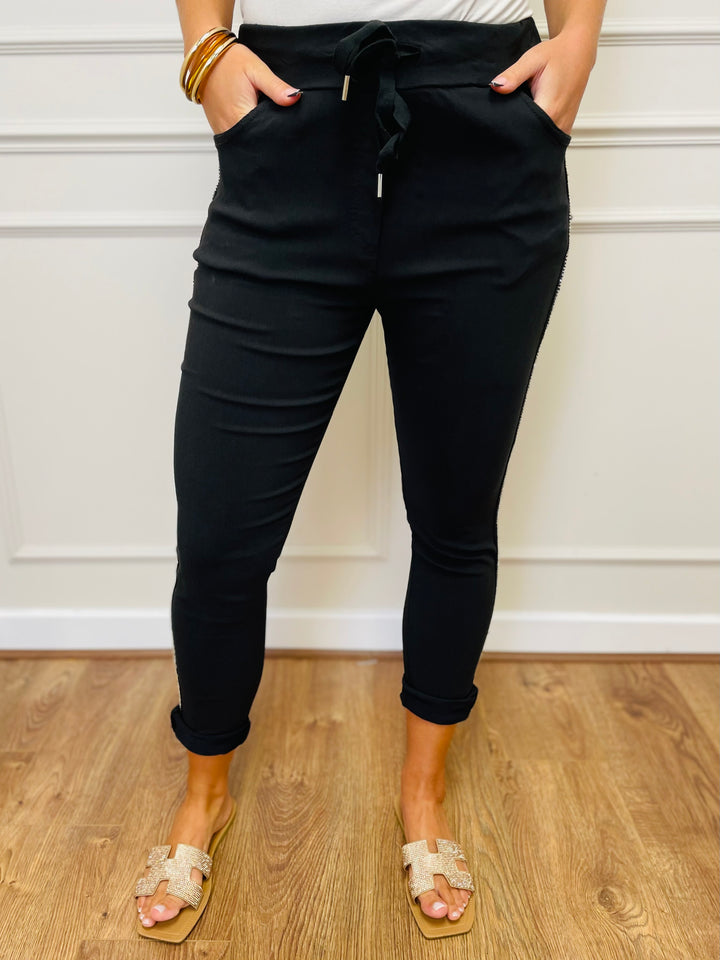"CARMELA" Embellished MAGIC Trouser-Black