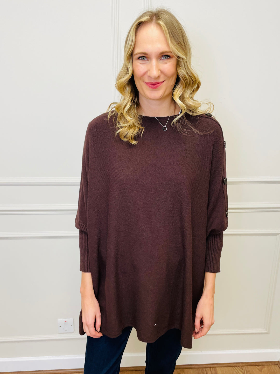 "BETTY" Button Jumper-Brown