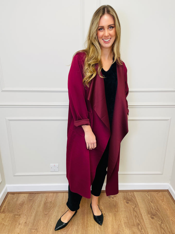 "ELAINE” Waterfall Jacket-Burgundy