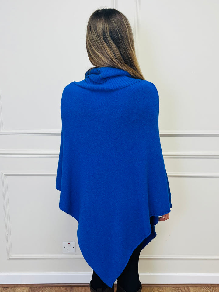 "STARR" Asymmetric Poncho-Royal Blue