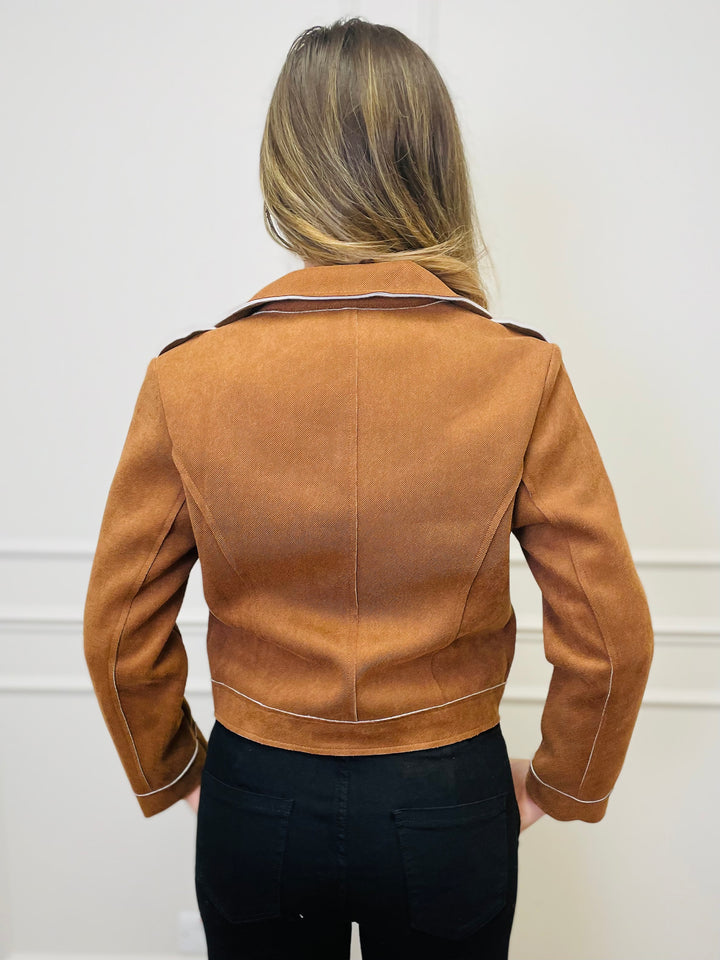 "ESTELLA" Biker Jacket-Tan