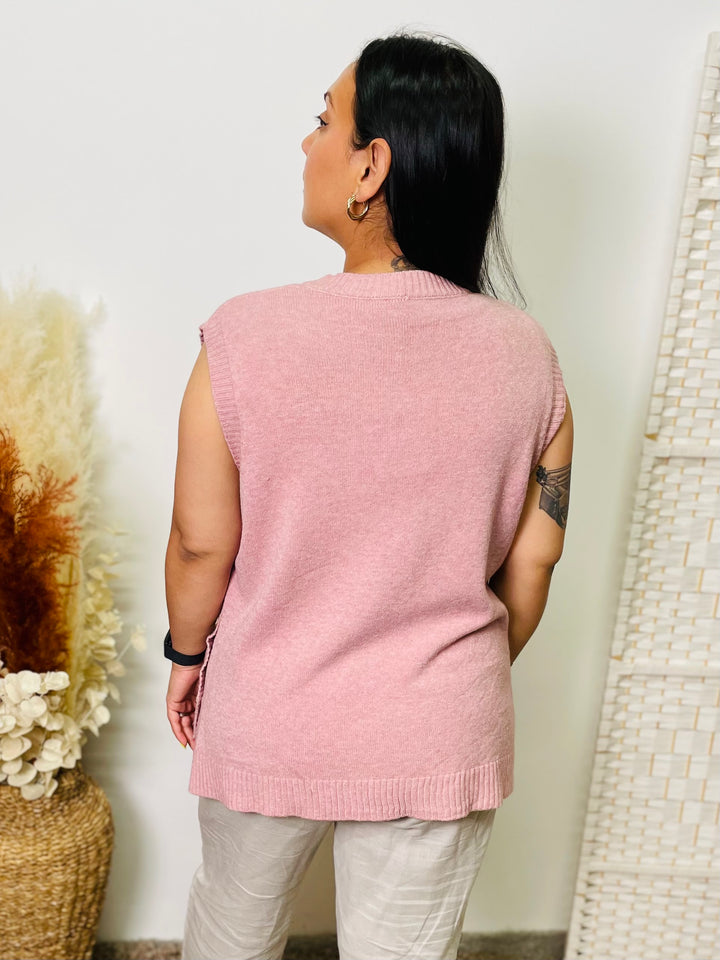 "MIRA" Knitted Tank Top-Blush Pink