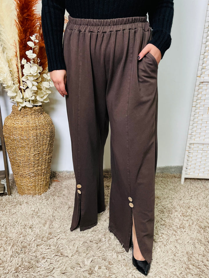 "MAGGIE" Wide Leg Cotton Trousers