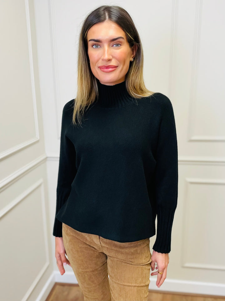 "AMANDA" Roll Neck Jumper-Black