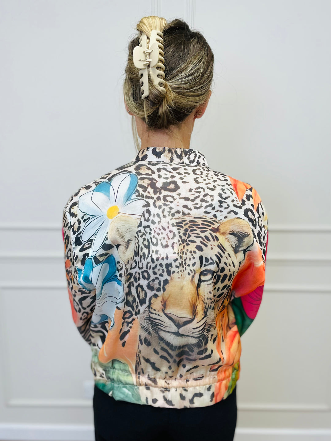 "ALLY" Artistic Print Bomber Jacket-Multicolour