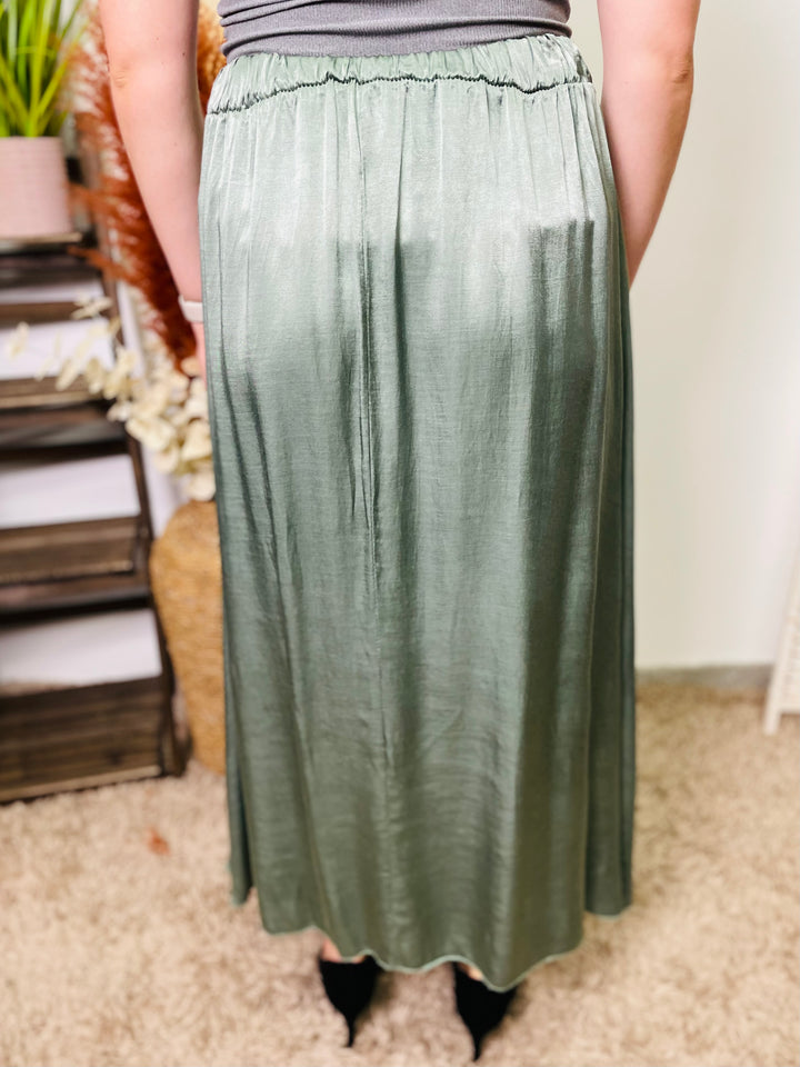 "ANNA" Maxi Skirt-Green