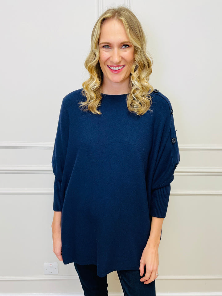 "BETTY" Button Jumper-Navy