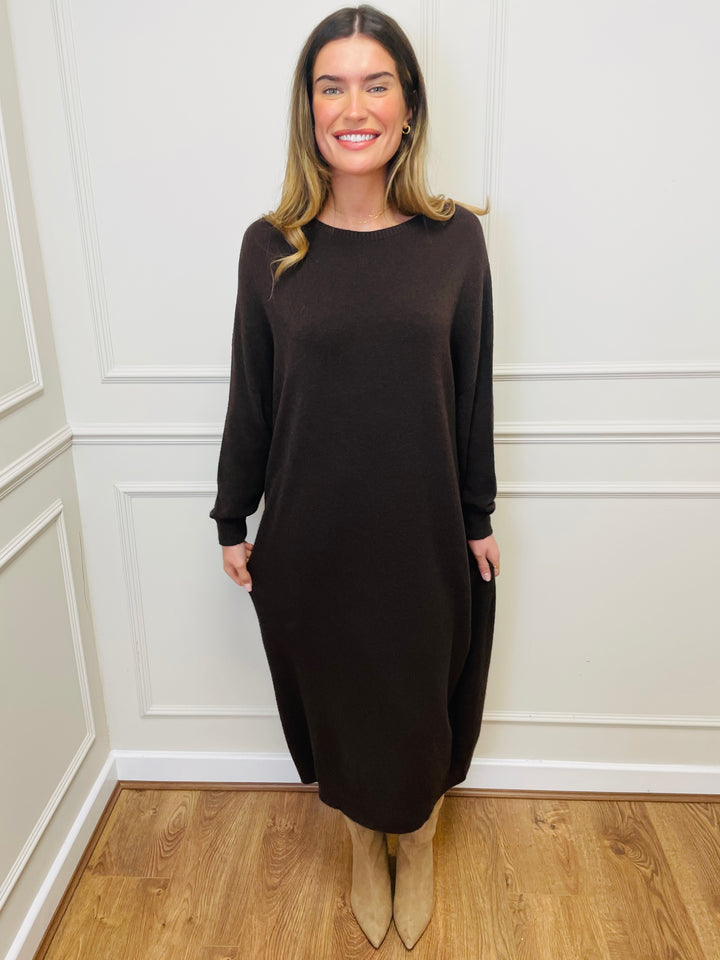 "SANDY" Luxury Jumper Dress-Brown