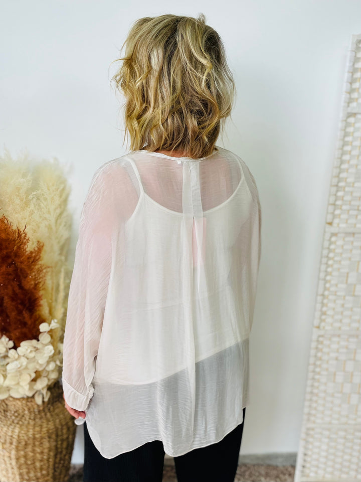 "LACEY" Sheer Shirt-White