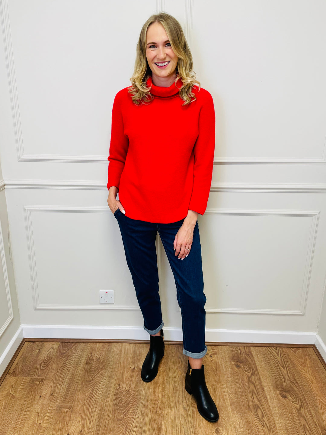 "MANDY" Roll Neck Jumper-Red