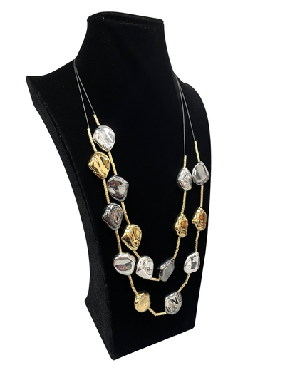 Silver & Gold Long Statement Necklace