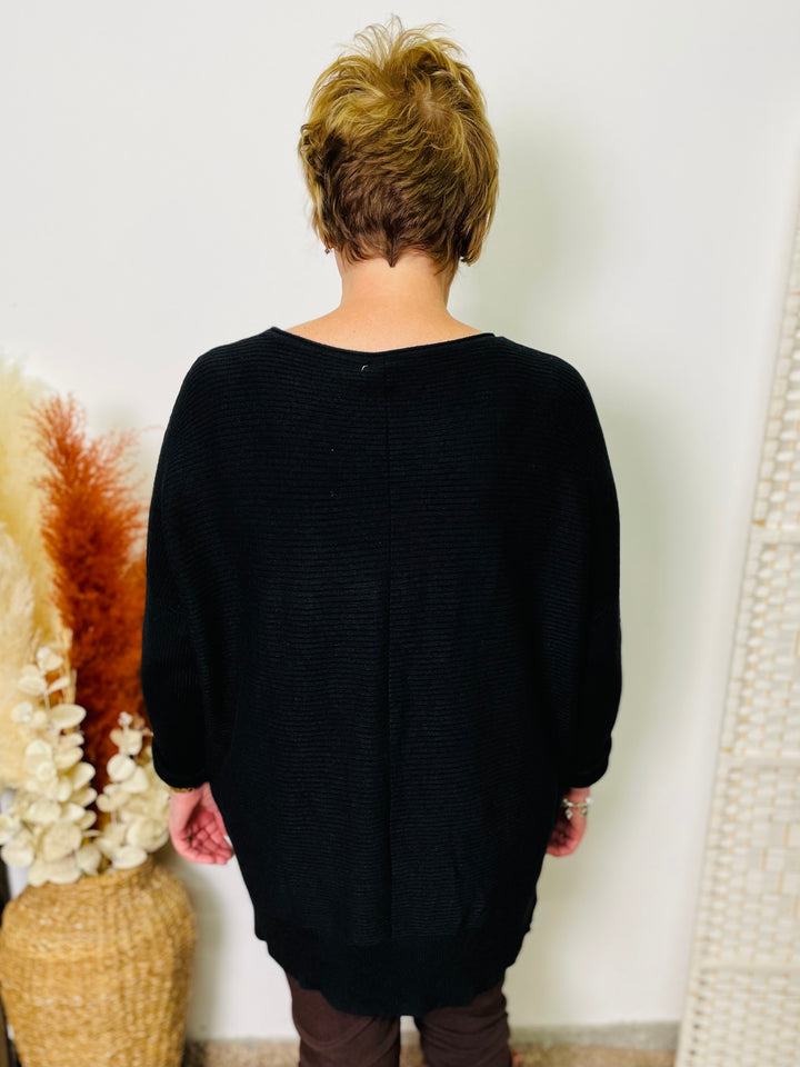 "CASSY" Knitted Jumper-Black