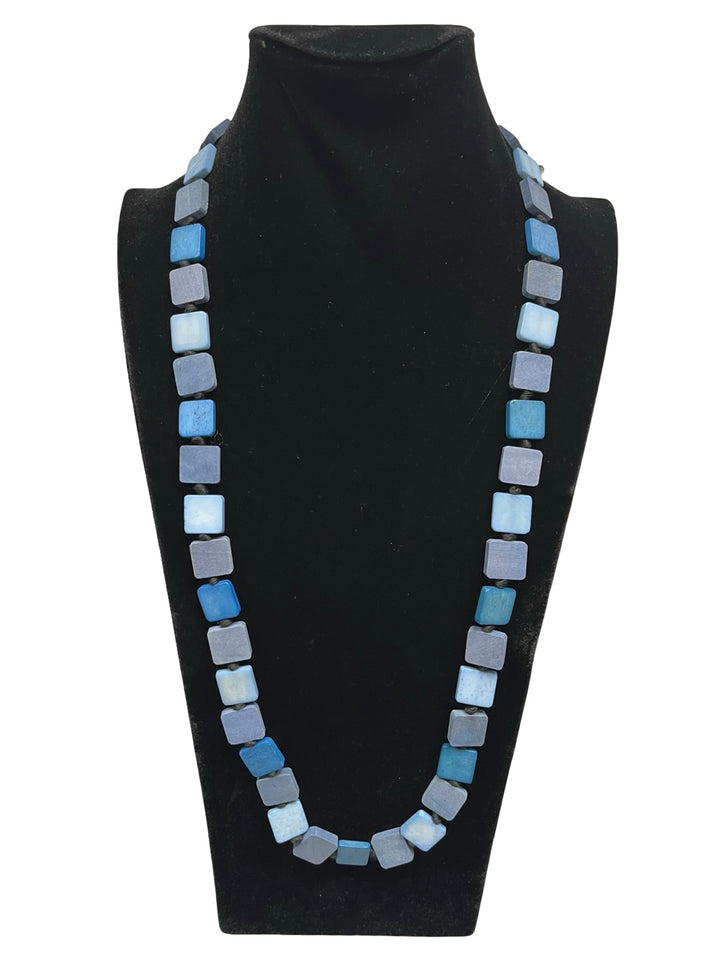 Long Statement Necklace-Blue