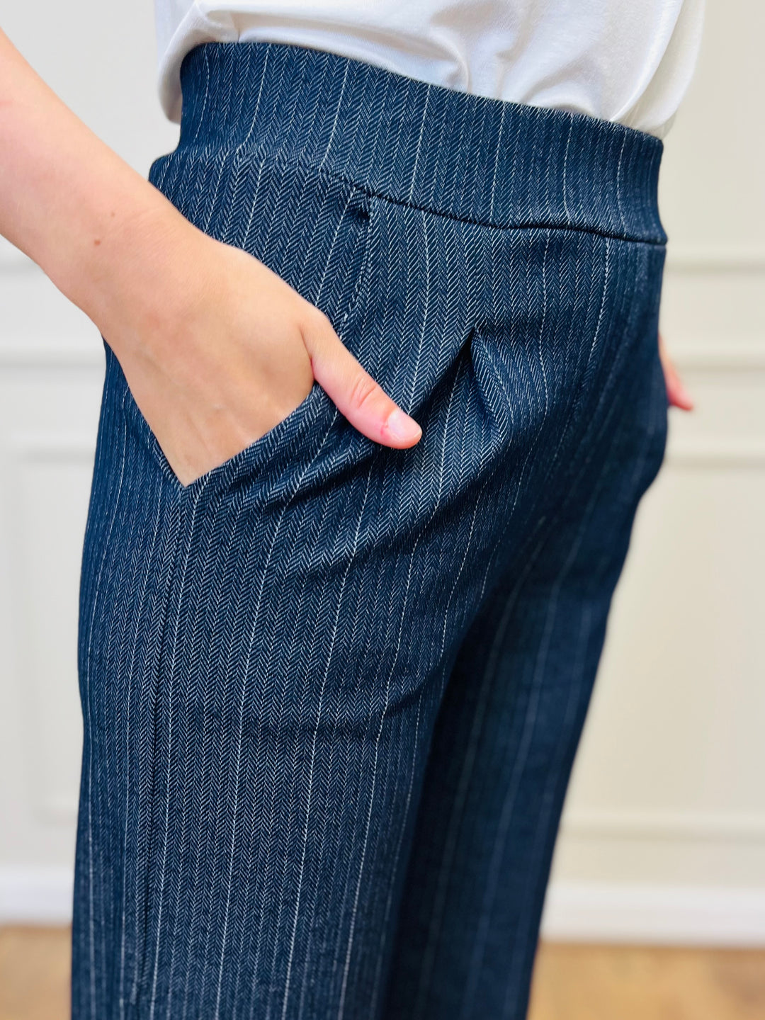 "MICHELLE" Pinstripe Bootcut Trouser-Navy