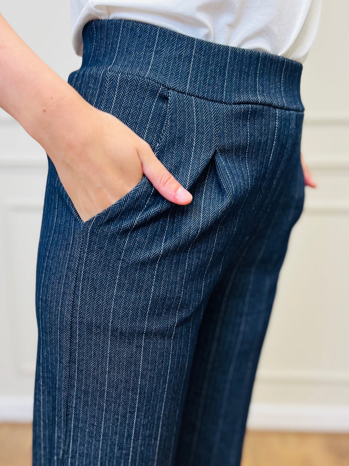 "MICHELLE" Pinstripe Bootcut Trouser-Navy