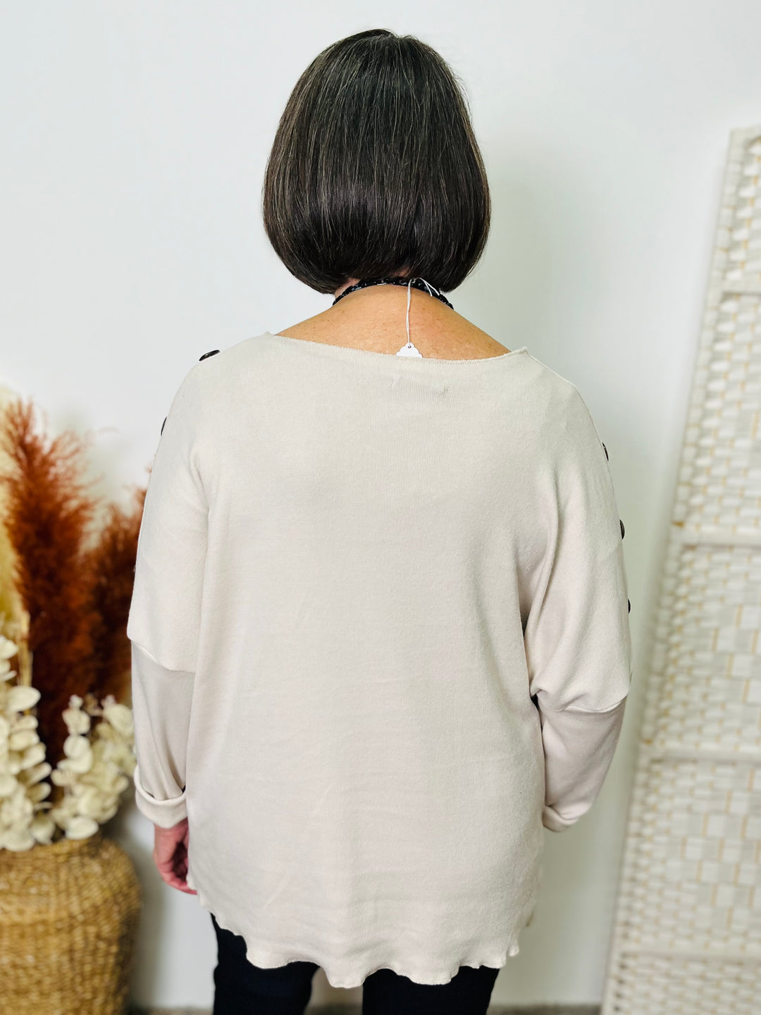 "PENNY" Fine Knit Top-Cream