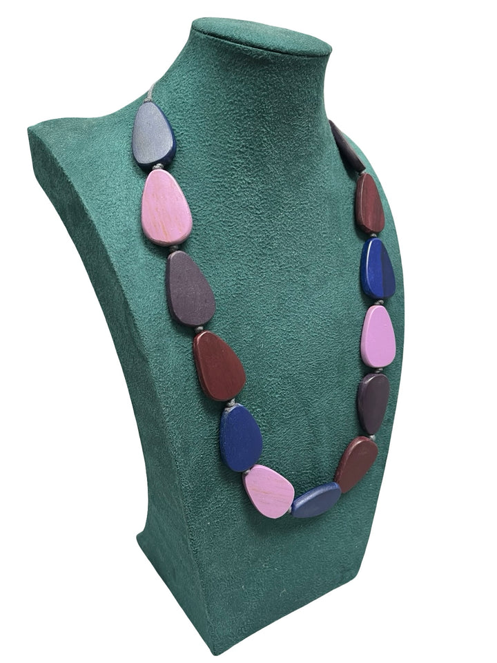 Long Statement Necklace-Pink & Purple