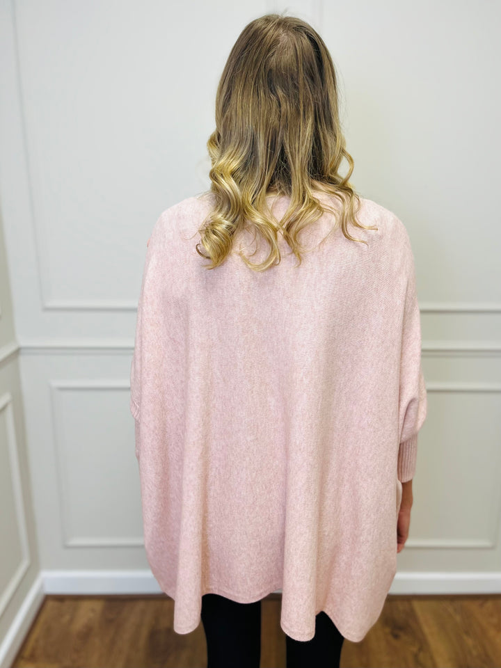 "BETTY" Button Jumper-Pink