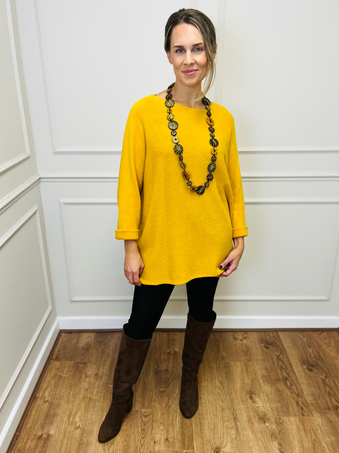 "GINNY" Basic Soft Jumper-Mustard