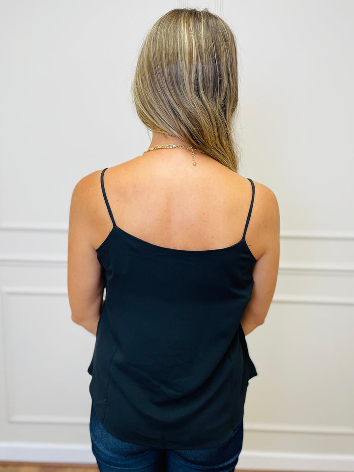 "EMILY" V-Neck Cami Blouse-Black