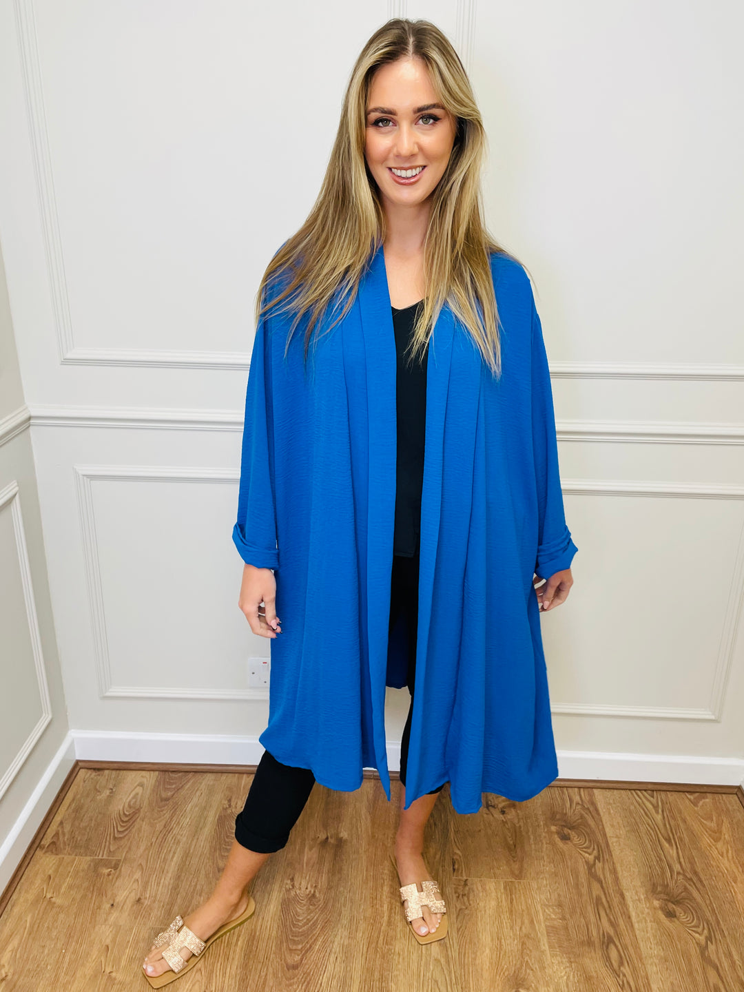 "ANDREA" Longline Jacket-Blue