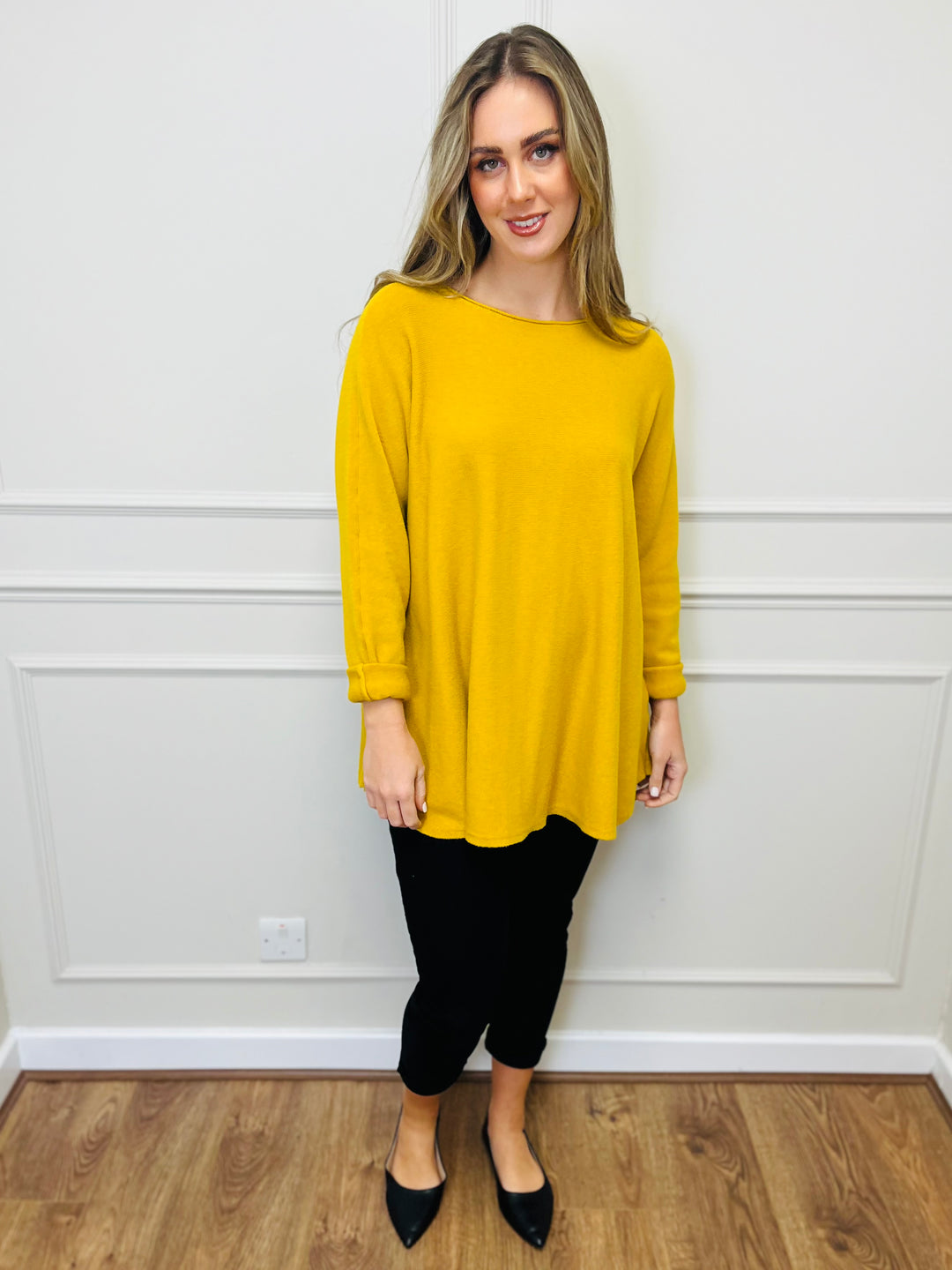 "GEORGIA" Basic Soft Jumper-Mustard