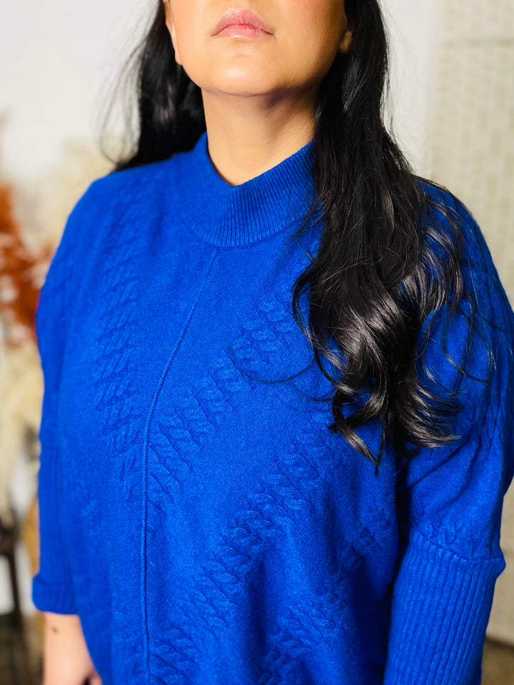 "GRACE" Knitted Jumper-Blue