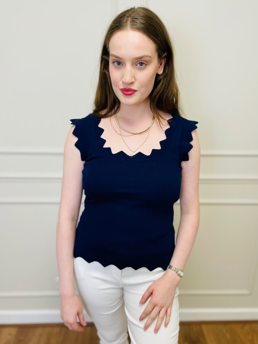 "CARLY" Vest Blouse-Navy