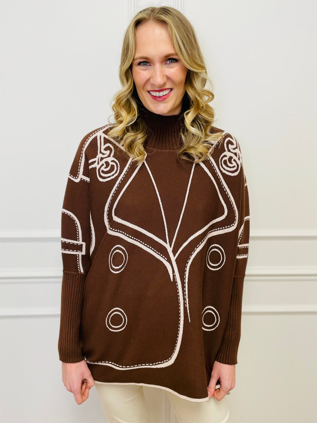 "JOY" Reversible Jumper-Brown & Cream